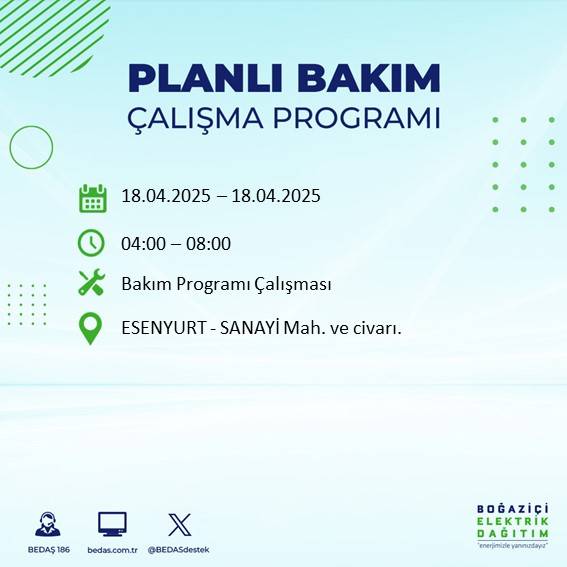 BEDAŞ duyurdu: 18 Nisan'da İstanbul’un bu ilçelerinde elektrikler kesilecek! 45