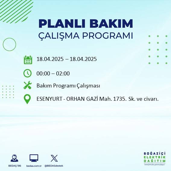 BEDAŞ duyurdu: 18 Nisan'da İstanbul’un bu ilçelerinde elektrikler kesilecek! 44