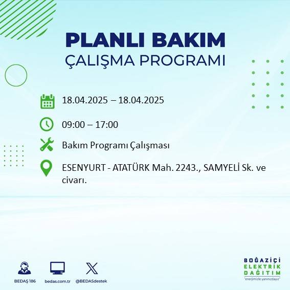 BEDAŞ duyurdu: 18 Nisan'da İstanbul’un bu ilçelerinde elektrikler kesilecek! 42