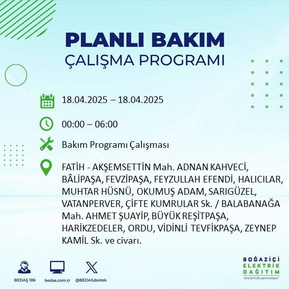 BEDAŞ duyurdu: 18 Nisan'da İstanbul’un bu ilçelerinde elektrikler kesilecek! 33