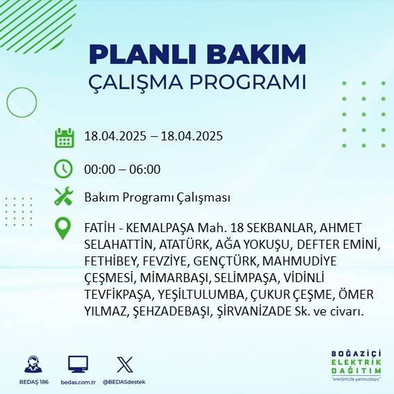 BEDAŞ duyurdu: 18 Nisan'da İstanbul’un bu ilçelerinde elektrikler kesilecek! 32