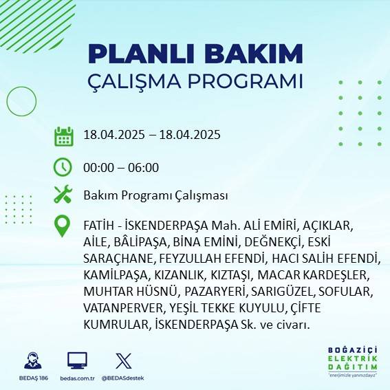 BEDAŞ duyurdu: 18 Nisan'da İstanbul’un bu ilçelerinde elektrikler kesilecek! 31