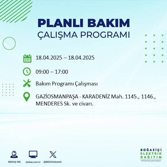 BEDAŞ duyurdu: 18 Nisan'da İstanbul’un bu ilçelerinde elektrikler kesilecek! 29