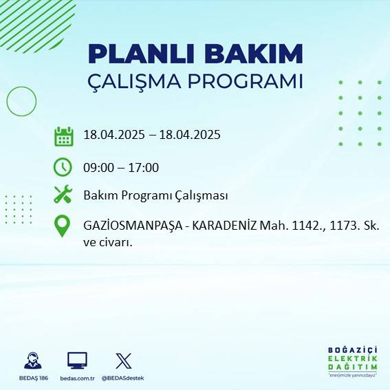 BEDAŞ duyurdu: 18 Nisan'da İstanbul’un bu ilçelerinde elektrikler kesilecek! 27