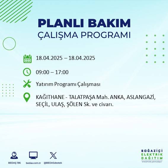 BEDAŞ duyurdu: 18 Nisan'da İstanbul’un bu ilçelerinde elektrikler kesilecek! 26