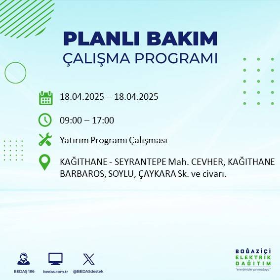 BEDAŞ duyurdu: 18 Nisan'da İstanbul’un bu ilçelerinde elektrikler kesilecek! 23