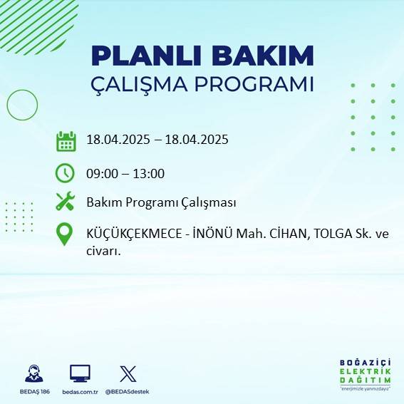 BEDAŞ duyurdu: 18 Nisan'da İstanbul’un bu ilçelerinde elektrikler kesilecek! 21