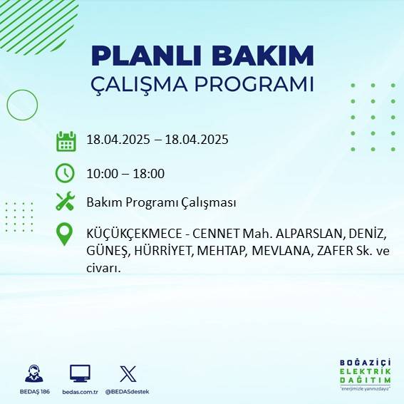 BEDAŞ duyurdu: 18 Nisan'da İstanbul’un bu ilçelerinde elektrikler kesilecek! 20