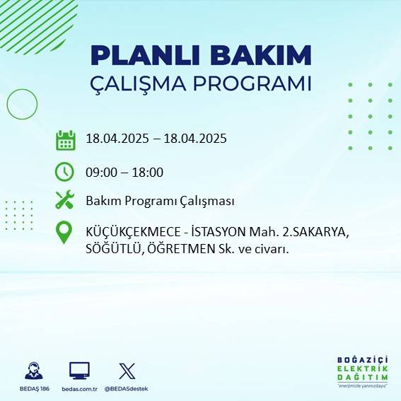 BEDAŞ duyurdu: 18 Nisan'da İstanbul’un bu ilçelerinde elektrikler kesilecek! 17