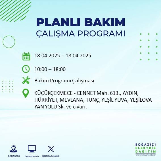 BEDAŞ duyurdu: 18 Nisan'da İstanbul’un bu ilçelerinde elektrikler kesilecek! 14