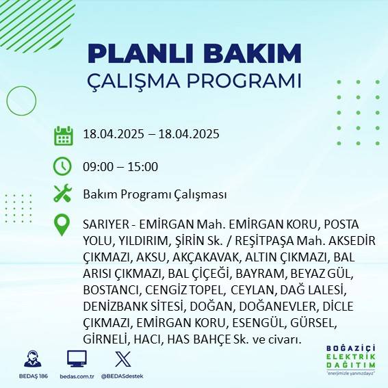 BEDAŞ duyurdu: 18 Nisan'da İstanbul’un bu ilçelerinde elektrikler kesilecek! 12