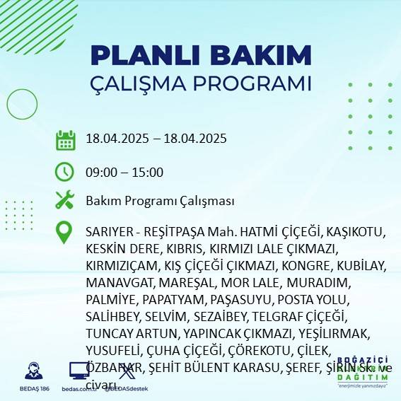 BEDAŞ duyurdu: 18 Nisan'da İstanbul’un bu ilçelerinde elektrikler kesilecek! 10