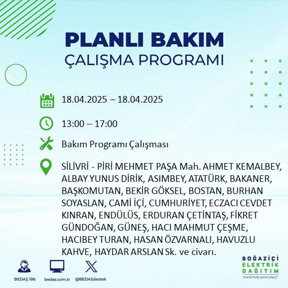 BEDAŞ duyurdu: 18 Nisan'da İstanbul’un bu ilçelerinde elektrikler kesilecek! 8
