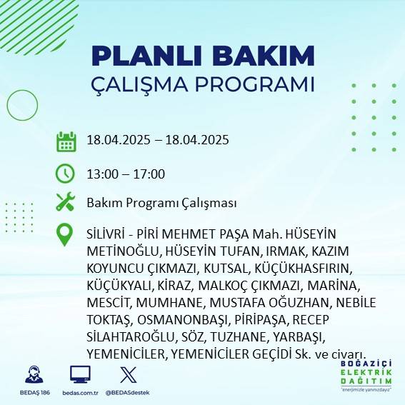 BEDAŞ duyurdu: 18 Nisan'da İstanbul’un bu ilçelerinde elektrikler kesilecek! 6