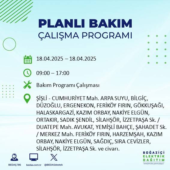 BEDAŞ duyurdu: 18 Nisan'da İstanbul’un bu ilçelerinde elektrikler kesilecek! 1