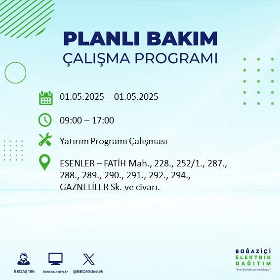 BEDAŞ açıkladı: İşte İstanbul'da yarın elektrik kesintisi yaşanacak ilçeler 4