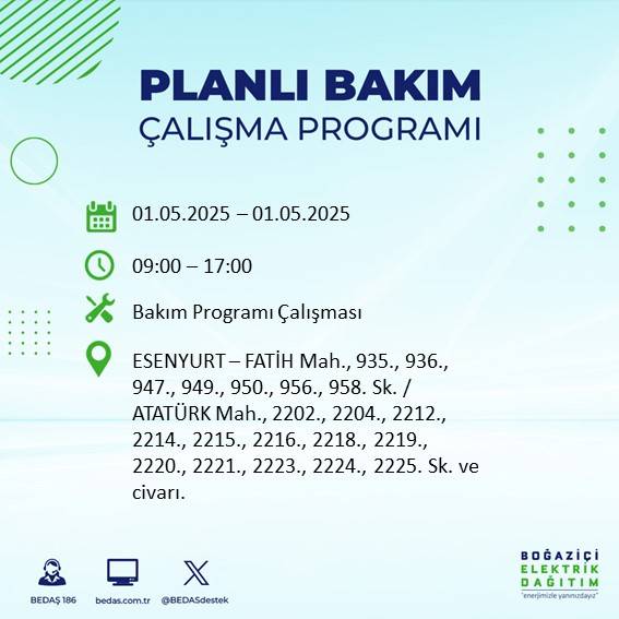 BEDAŞ açıkladı: İşte İstanbul'da yarın elektrik kesintisi yaşanacak ilçeler 1
