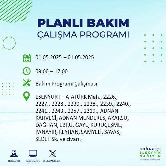 BEDAŞ açıkladı: İşte İstanbul'da yarın elektrik kesintisi yaşanacak ilçeler 3