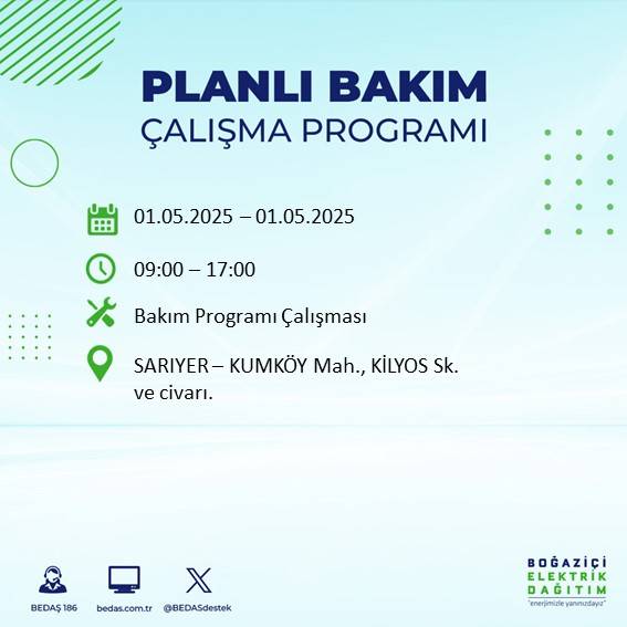 BEDAŞ açıkladı: İşte İstanbul'da yarın elektrik kesintisi yaşanacak ilçeler 9