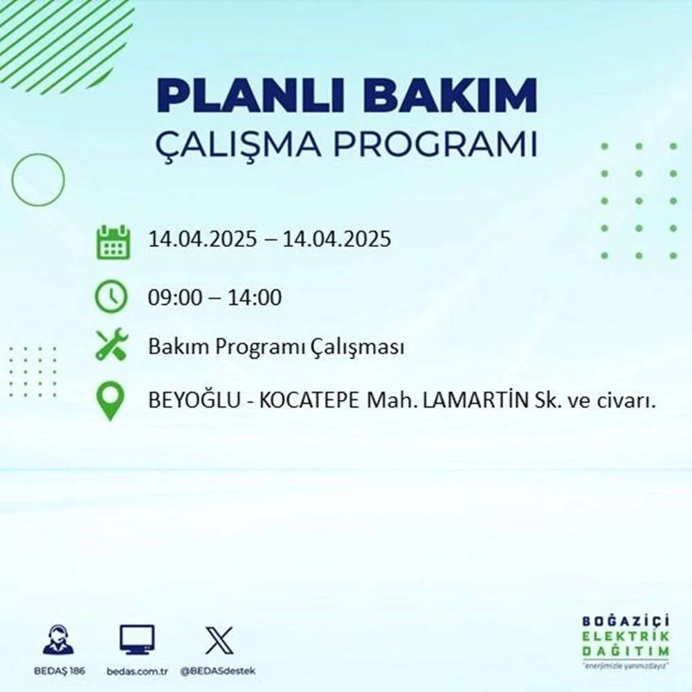 BEDAŞ duyurdu: 23 ilçede elektrik olmayacak! 58