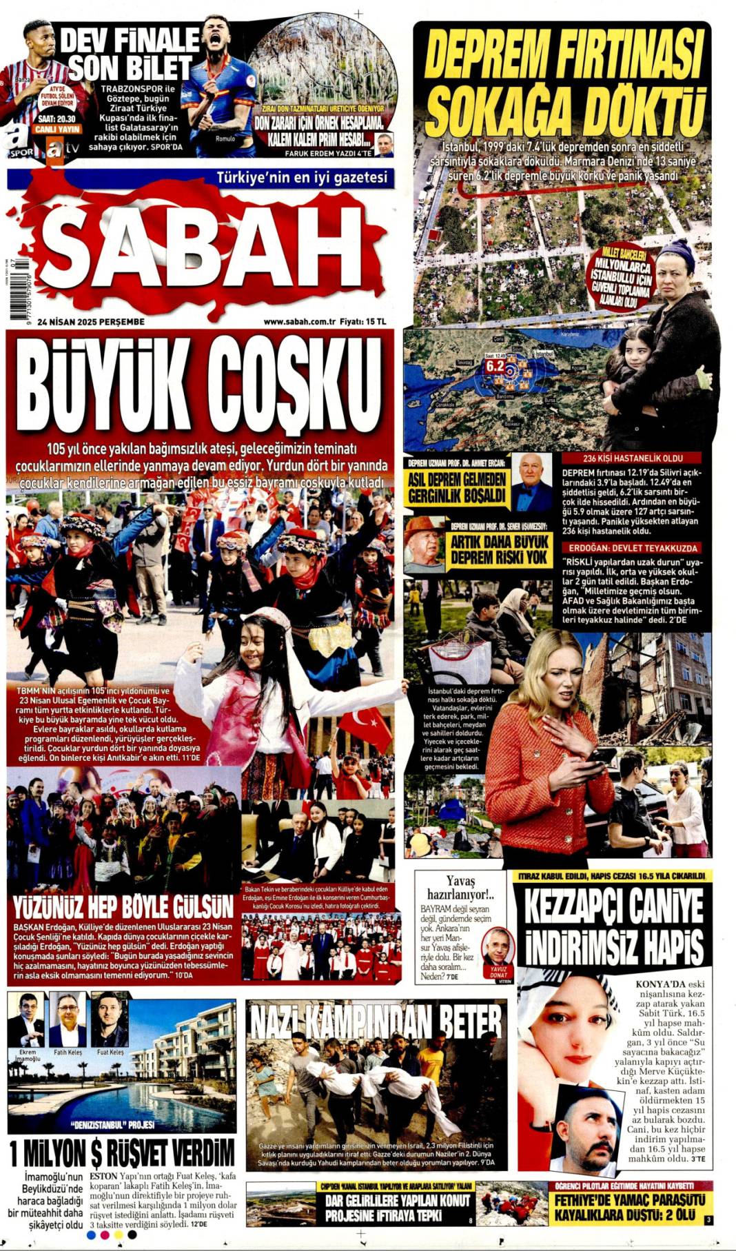 6.2'lik depremi gazeteler nasıl gördü? 7