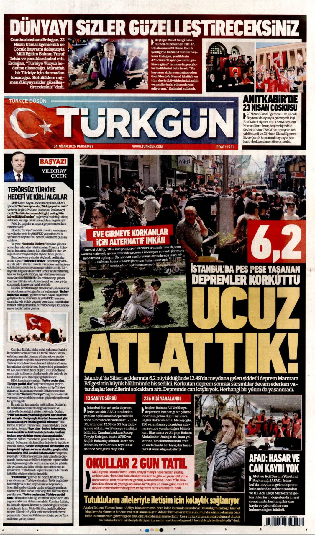 6.2'lik depremi gazeteler nasıl gördü? 4