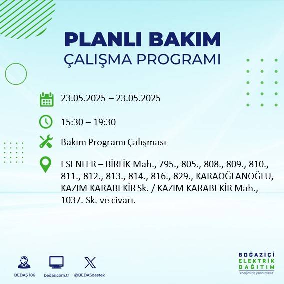 Dikkat! İstanbul’da planlı elektrik kesintisi yaşanacak ilçeler açıklandı 12