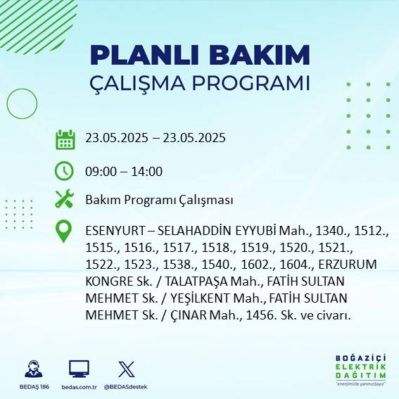 Dikkat! İstanbul’da planlı elektrik kesintisi yaşanacak ilçeler açıklandı 29