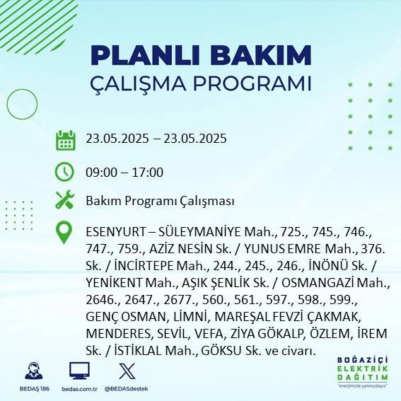 Dikkat! İstanbul’da planlı elektrik kesintisi yaşanacak ilçeler açıklandı 27