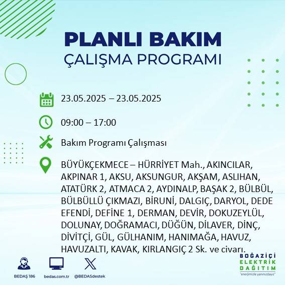 Dikkat! İstanbul’da planlı elektrik kesintisi yaşanacak ilçeler açıklandı 38