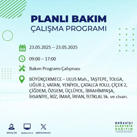 Dikkat! İstanbul’da planlı elektrik kesintisi yaşanacak ilçeler açıklandı 36