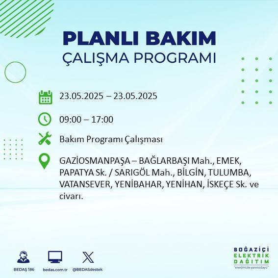 Dikkat! İstanbul’da planlı elektrik kesintisi yaşanacak ilçeler açıklandı 34
