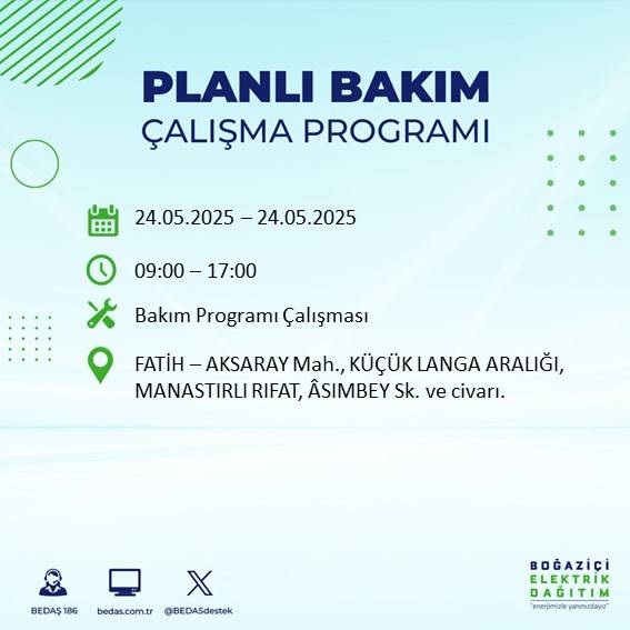 Dikkat! İstanbul’da planlı elektrik kesintisi yaşanacak ilçeler açıklandı 62