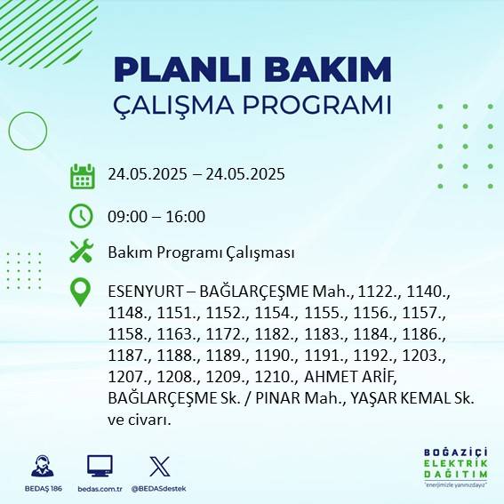 Dikkat! İstanbul’da planlı elektrik kesintisi yaşanacak ilçeler açıklandı 79