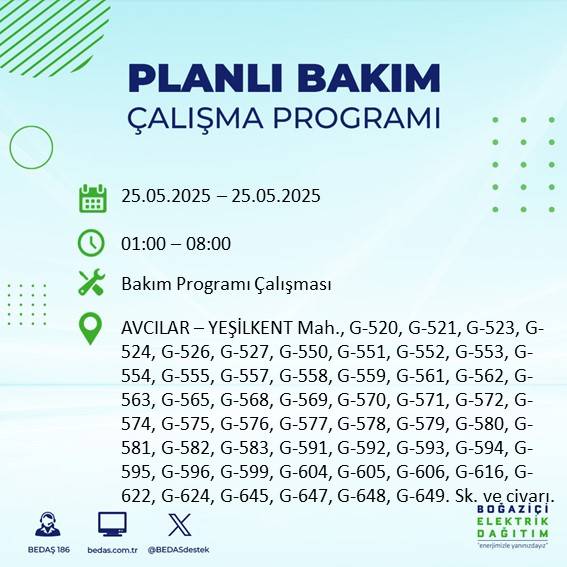 İstanbul’da elektrik kesintisi uyarısı: Hangi ilçelerde kesinti olacak? 13