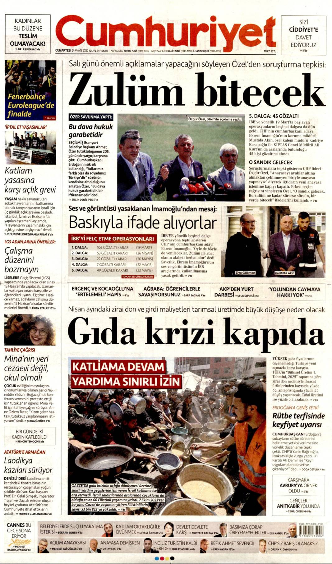 Manşetlerde bugün: 24 Mayıs'ta hangi gazete ne başlıkla çıktı? 1
