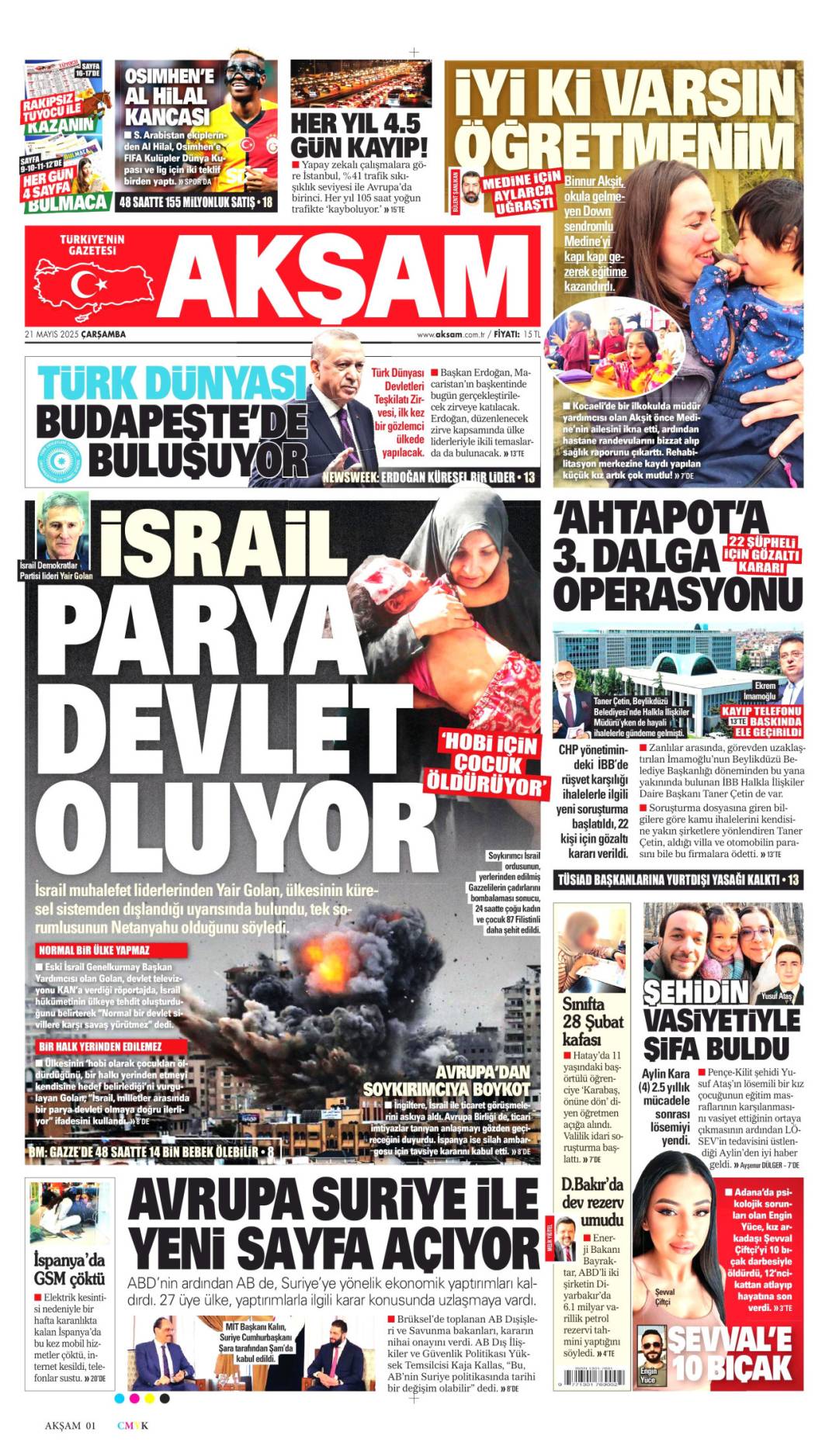 21 Mayıs'ın manşetleri: Gazeteler bugün ne yazdı? 15