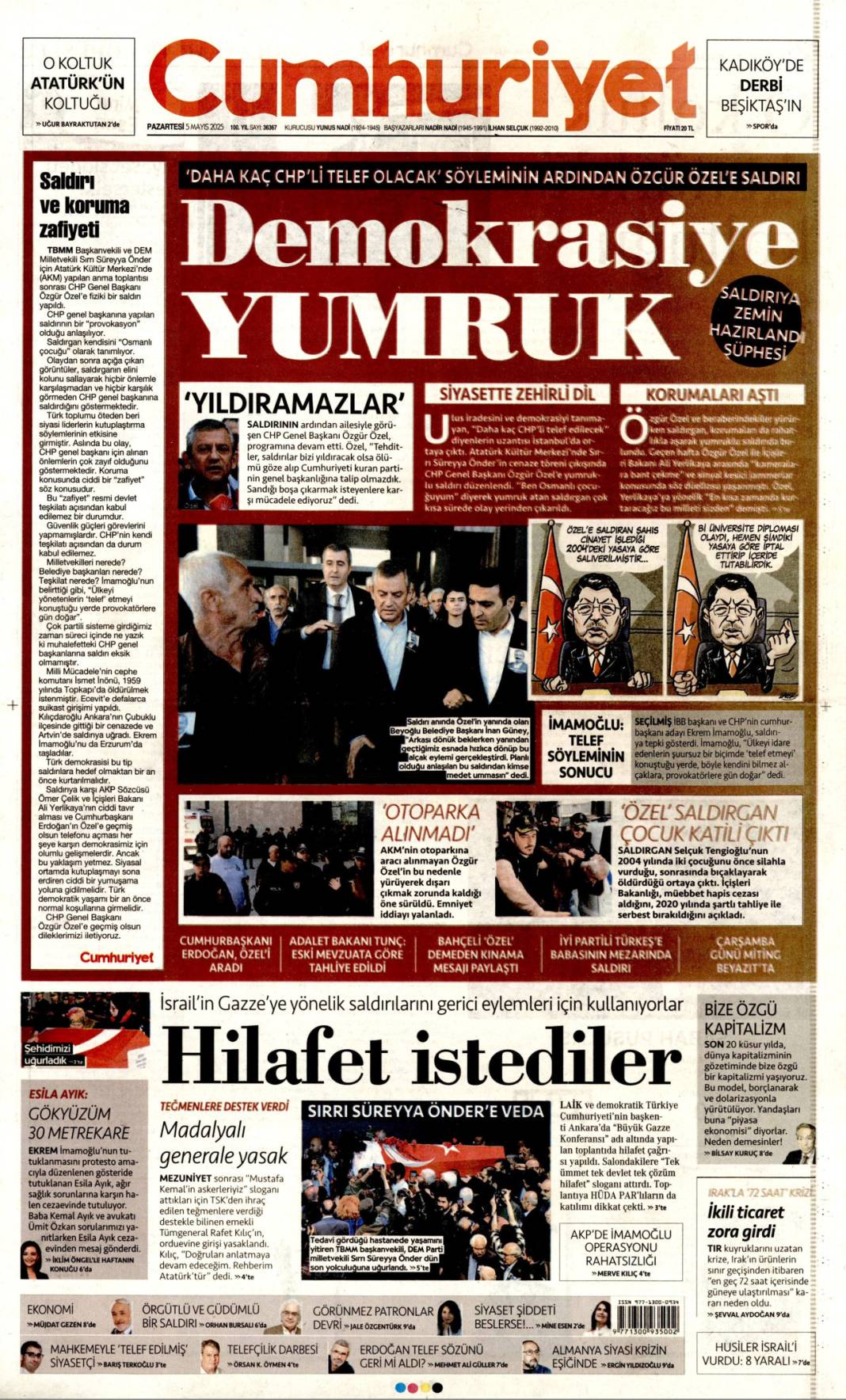 Özgür Özel'e yapılan saldırıyı gazeteler nasıl gördü? 15