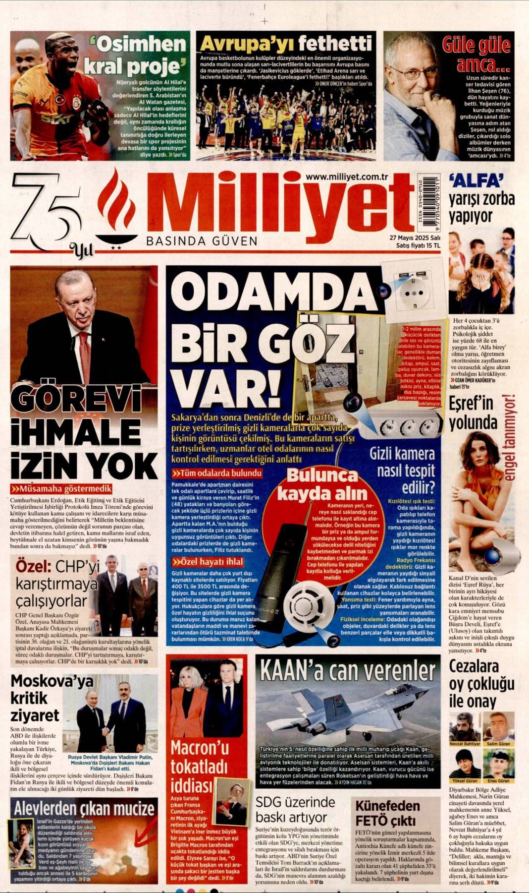 Gazetelerin bugünkü manşetlerinde ne var? İşte 27 Mayıs 2025’in ana başlıkları 5