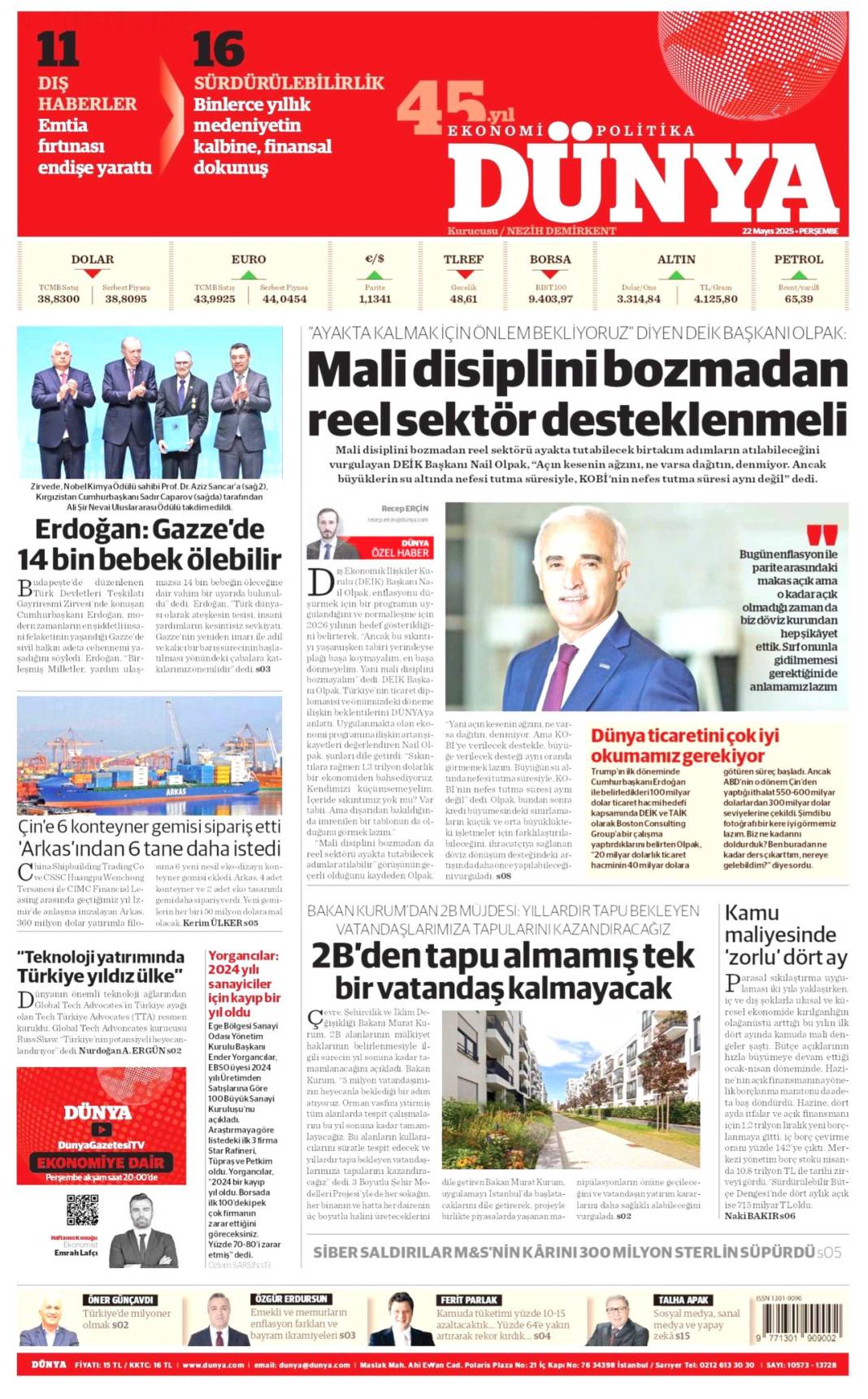 Gazeteler bugün ne yazdı? 22 Mayıs'ın manşet turu 3
