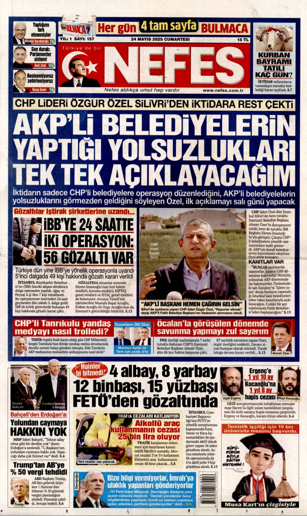Manşetlerde bugün: 24 Mayıs'ta hangi gazete ne başlıkla çıktı? 8