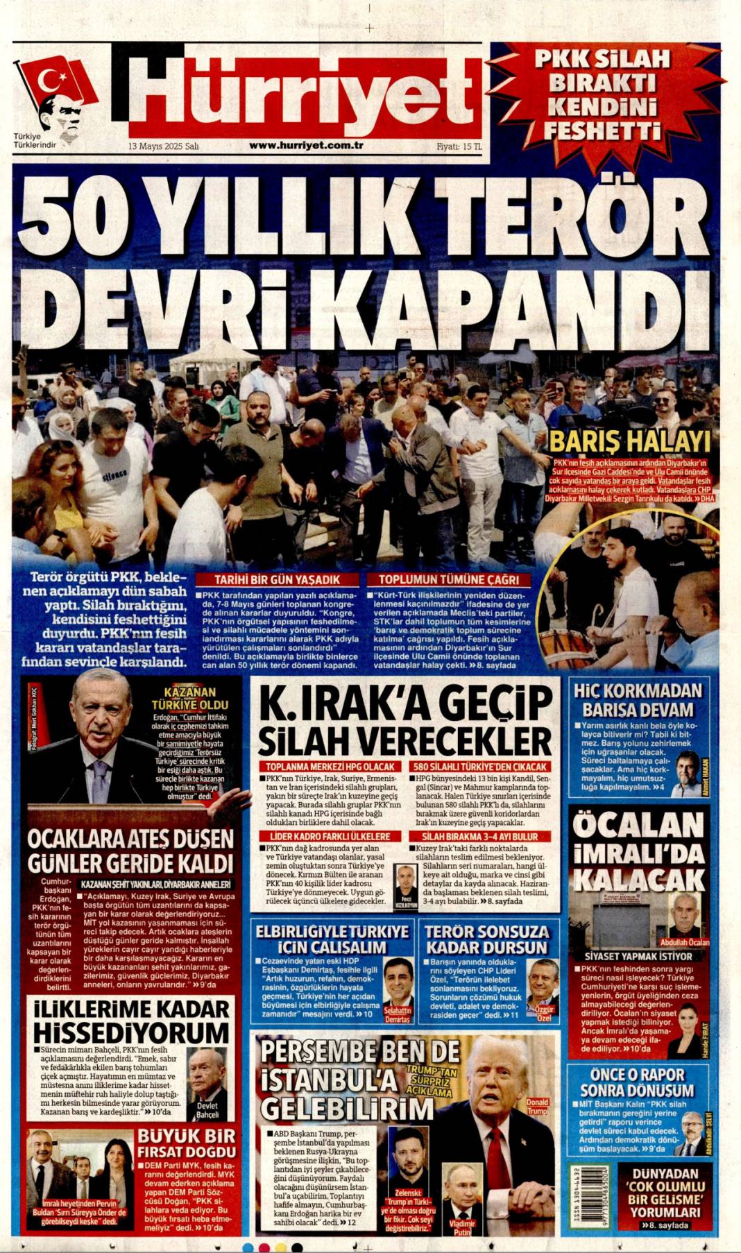 PKK'nın fesih kararı gazete manşetlerinde nasıl yer buldu? 14