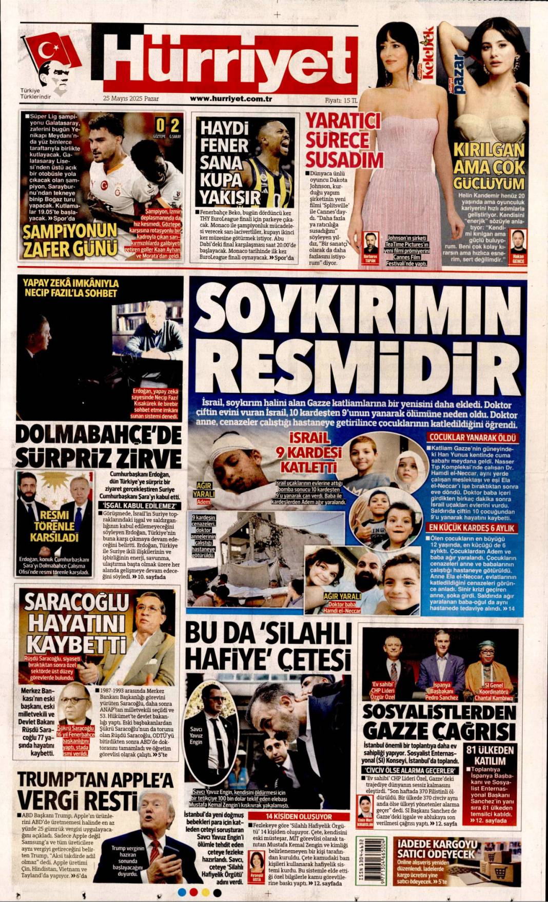 Gazeteler bugün hangi başlıklarla çıktı? 15