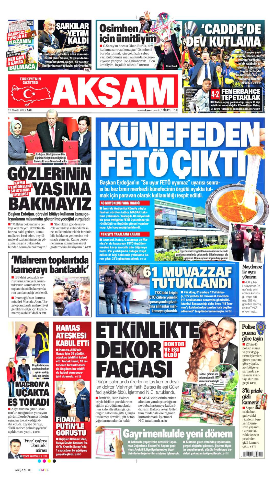 Gazetelerin bugünkü manşetlerinde ne var? İşte 27 Mayıs 2025’in ana başlıkları 11