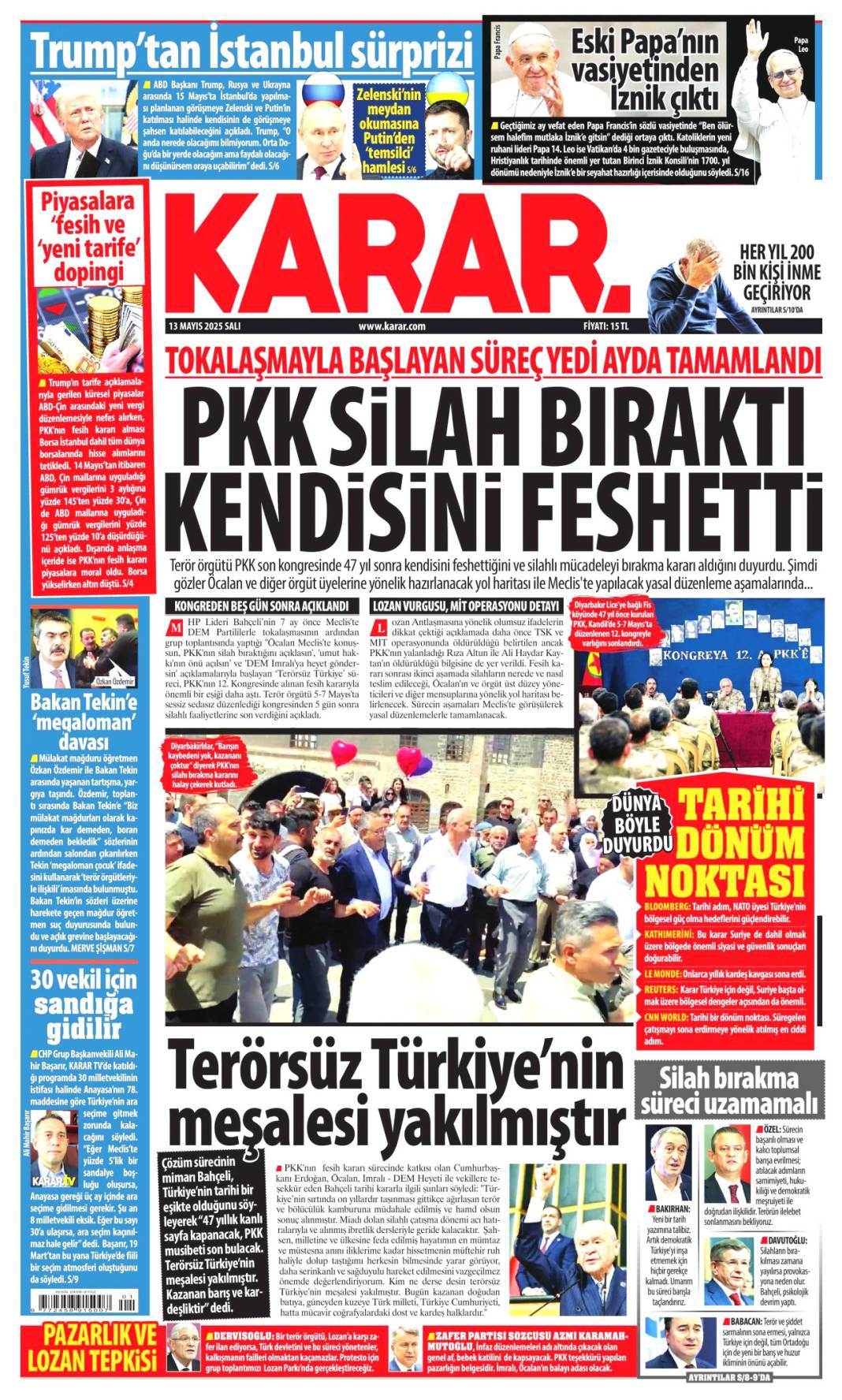 PKK'nın fesih kararı gazete manşetlerinde nasıl yer buldu? 15