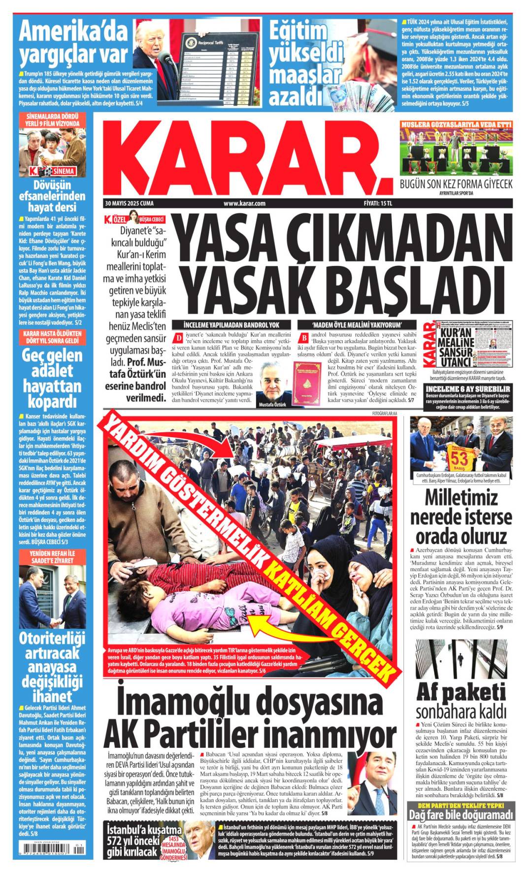 Bugün gazetelerde ne var? İşte 30 Mayıs’ın manşetleri... 12