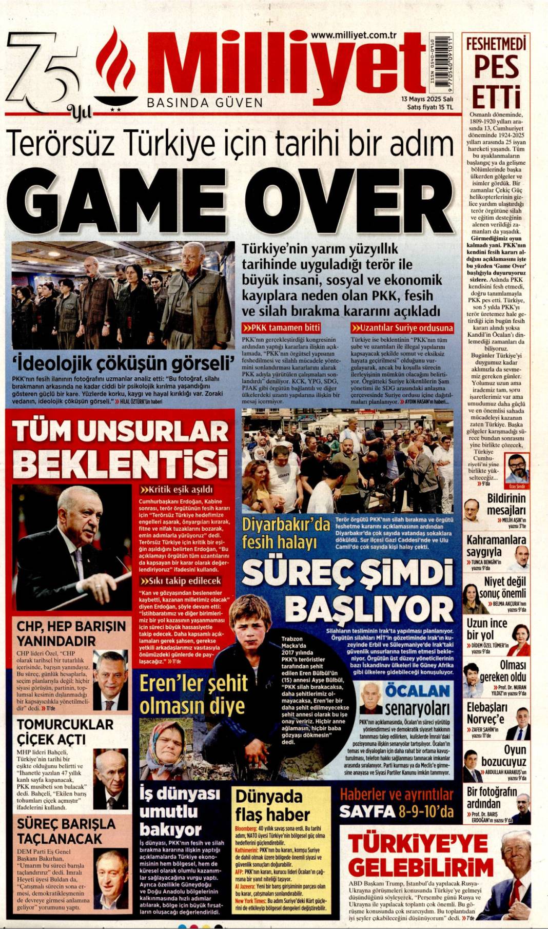 PKK'nın fesih kararı gazete manşetlerinde nasıl yer buldu? 12