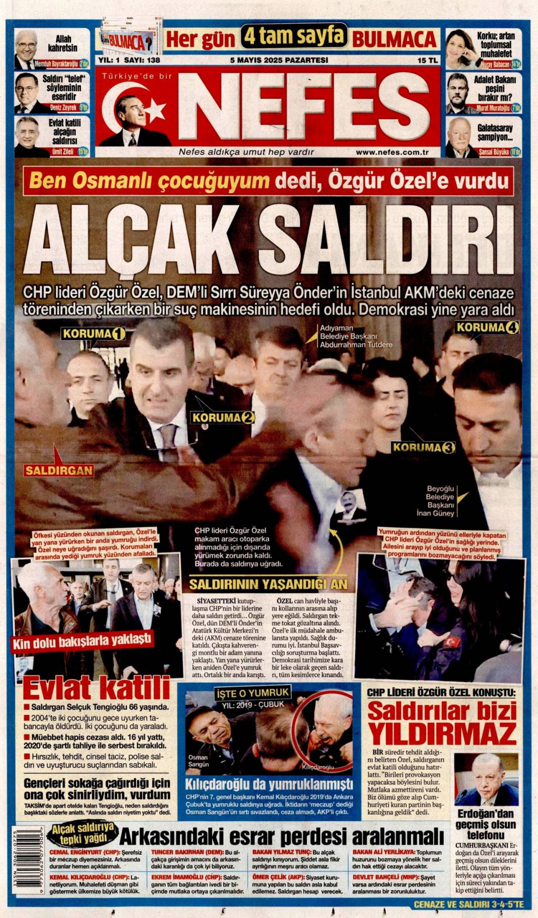 Özgür Özel'e yapılan saldırıyı gazeteler nasıl gördü? 9