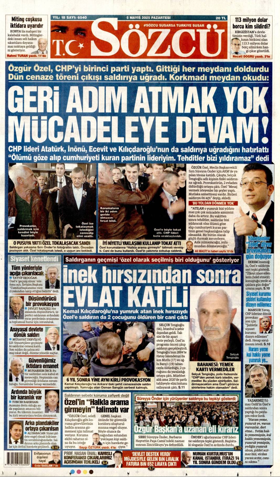 Özgür Özel'e yapılan saldırıyı gazeteler nasıl gördü? 5