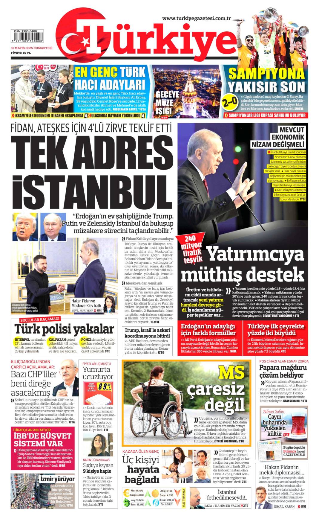 Gazeteler bugün hangi başlıklarla çıktı, işte 31 Mayıs'ın manşet turu... 10